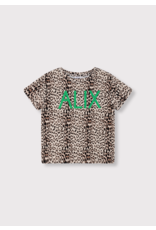 Alix mini t-shirt leopard logo groen