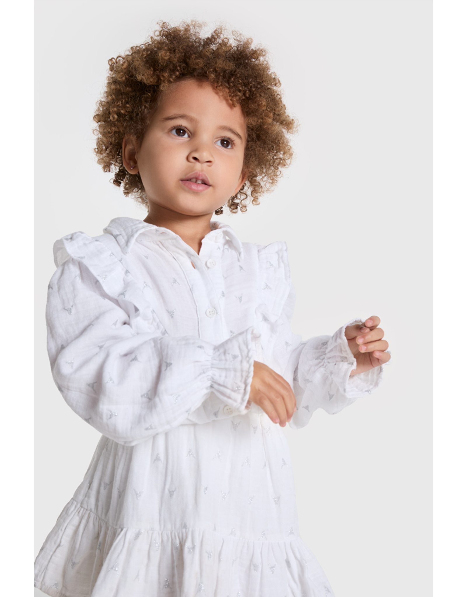 Alix mini blouse white glitter bull ruffle