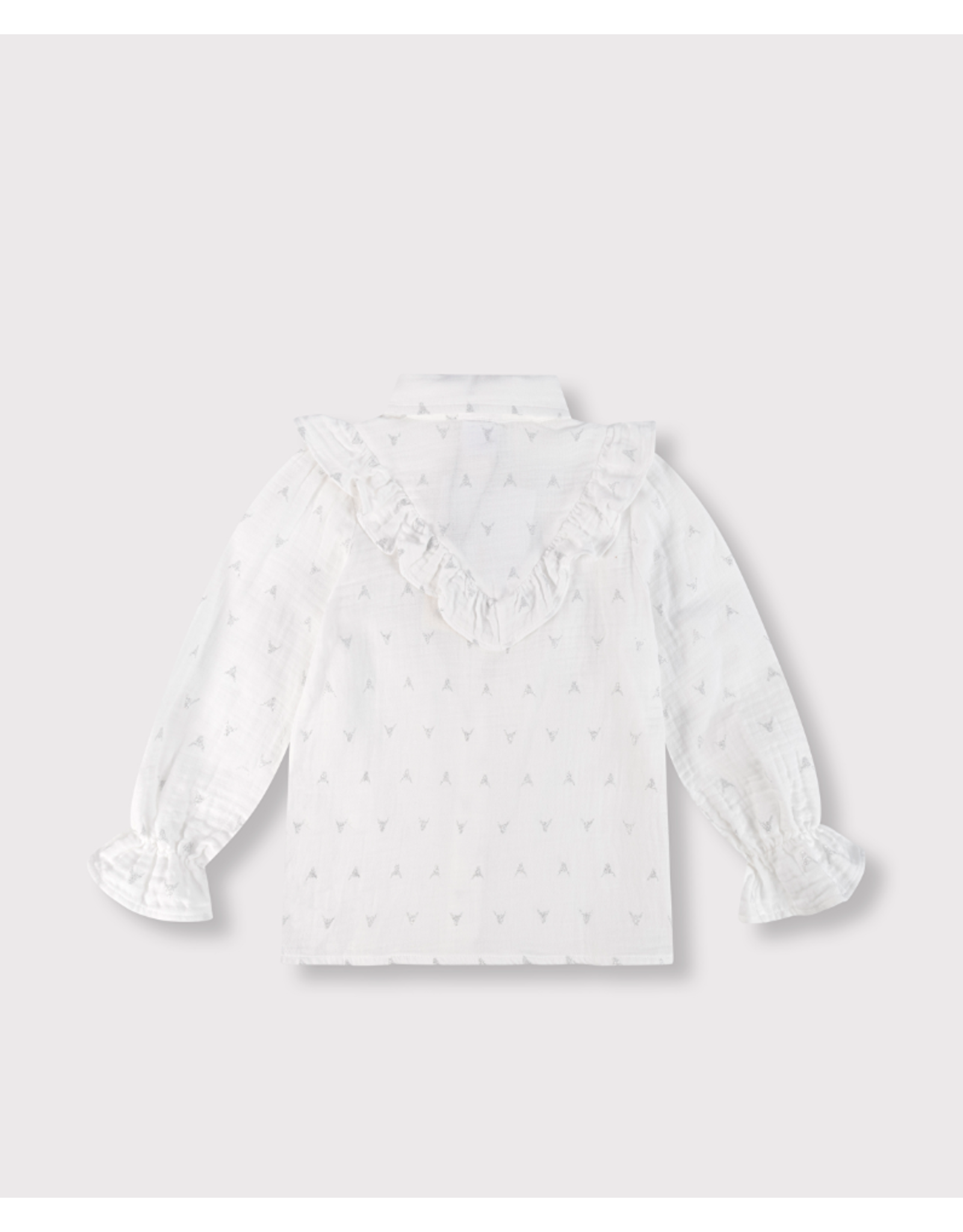 Alix mini blouse white glitter bull ruffle