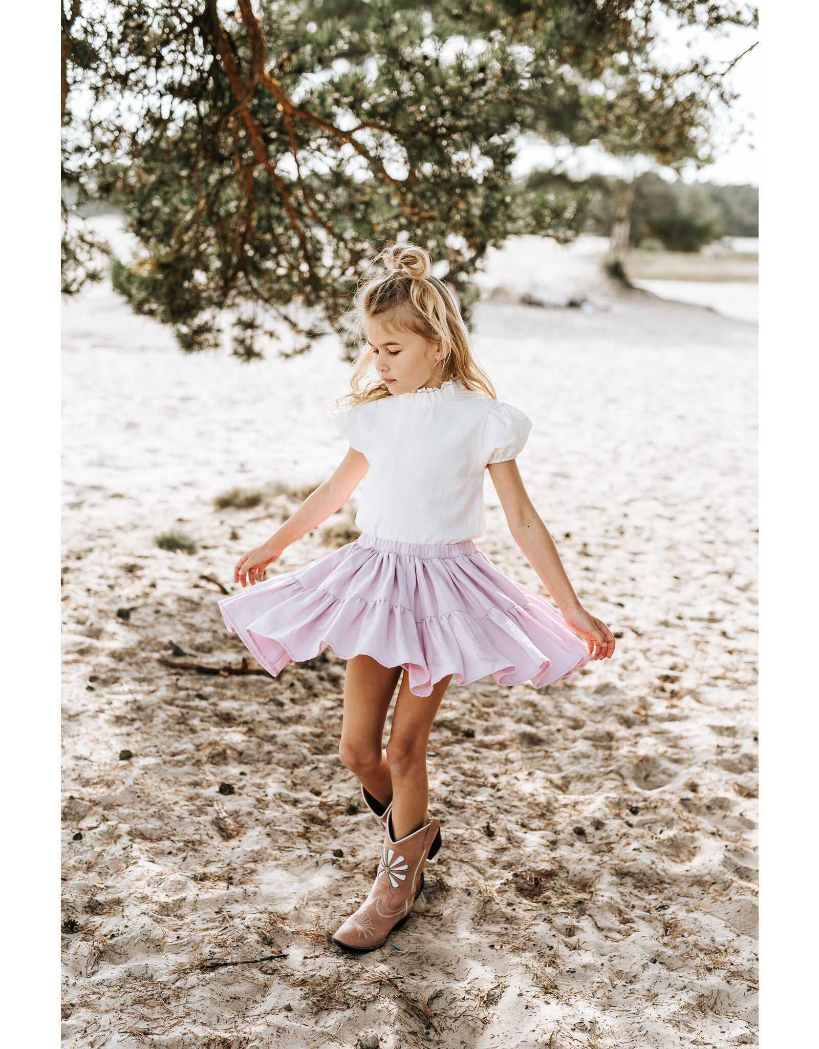 Navy Natural roze katoenen rok Faith