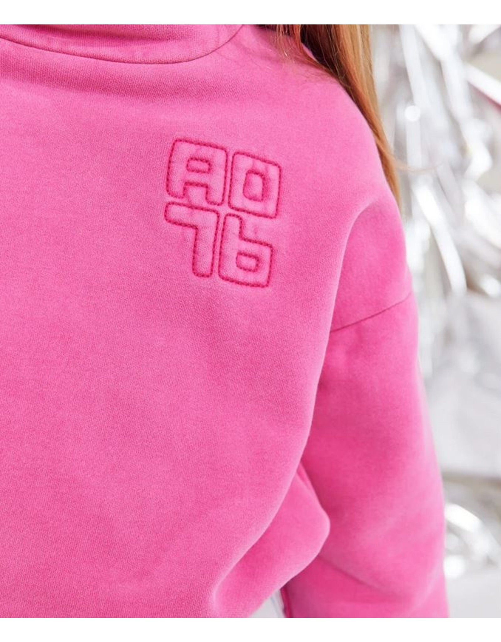 A076 hoodie Blair logo raspberry