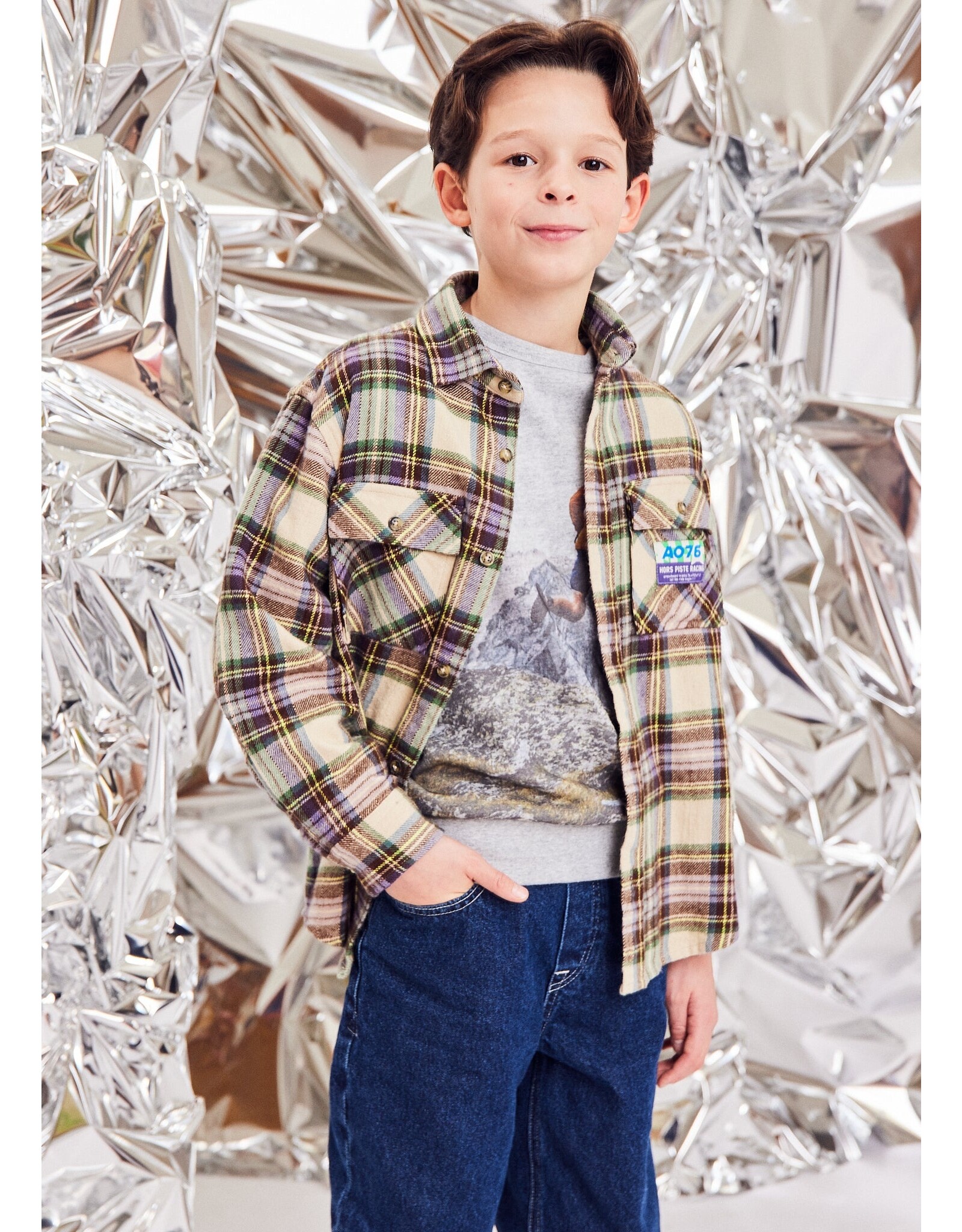 AO76 walis hemd flanel groen checked