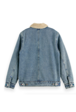 Scotch & Soda jeansjas gewatteerd teddy kraag