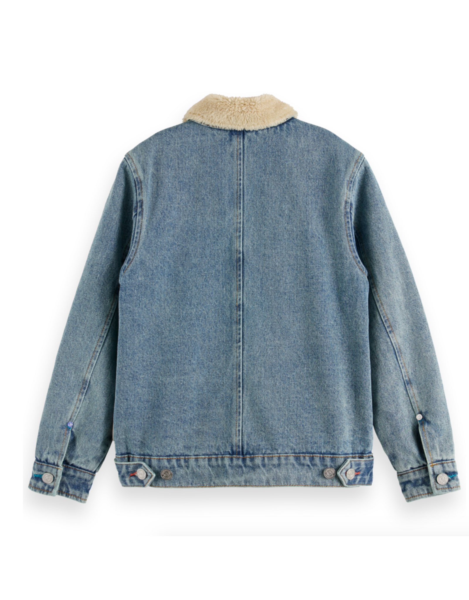 Scotch & Soda jeansjas gewatteerd teddy kraag