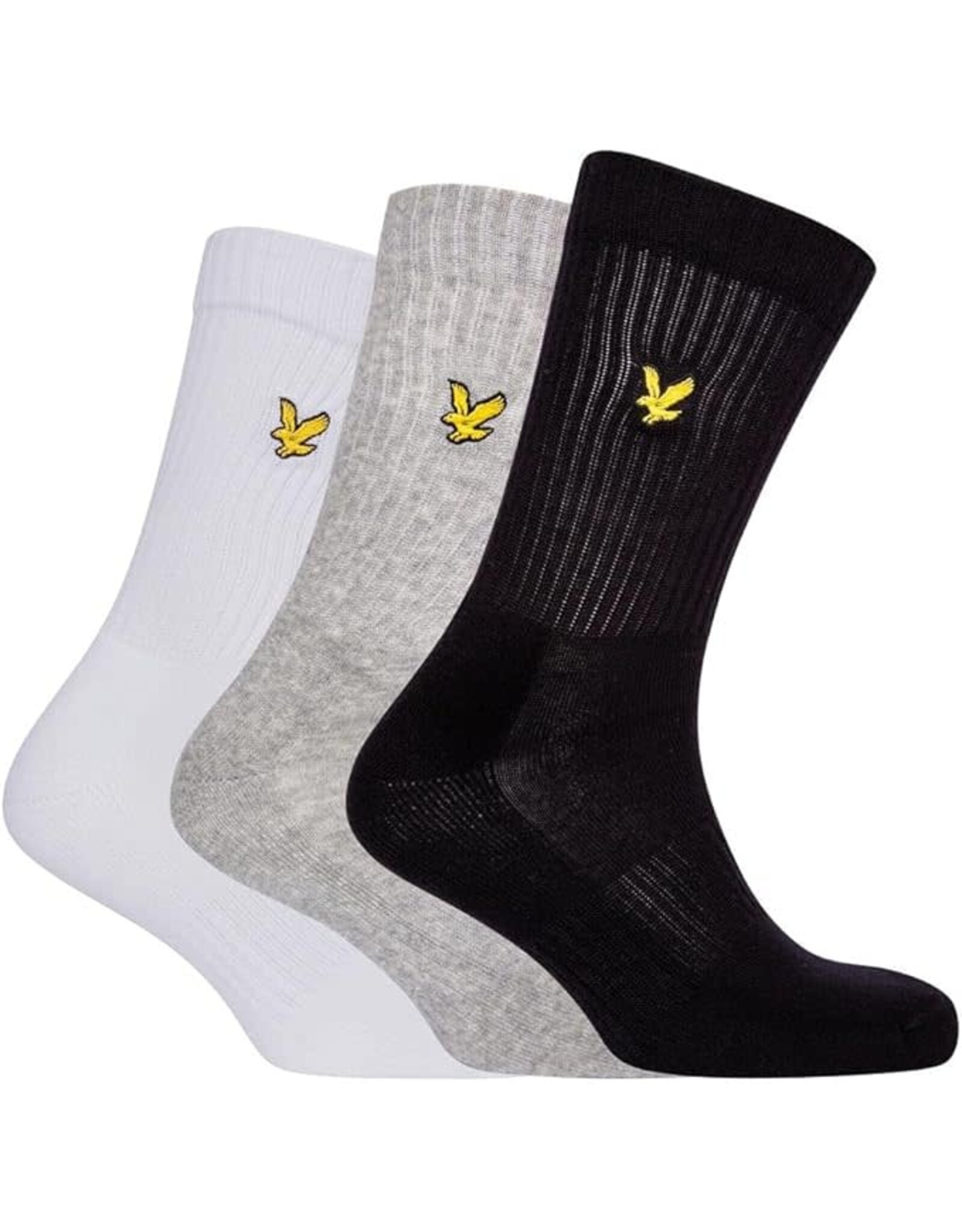 Lyle & Scott 3 pack kousen wit grijs zwart