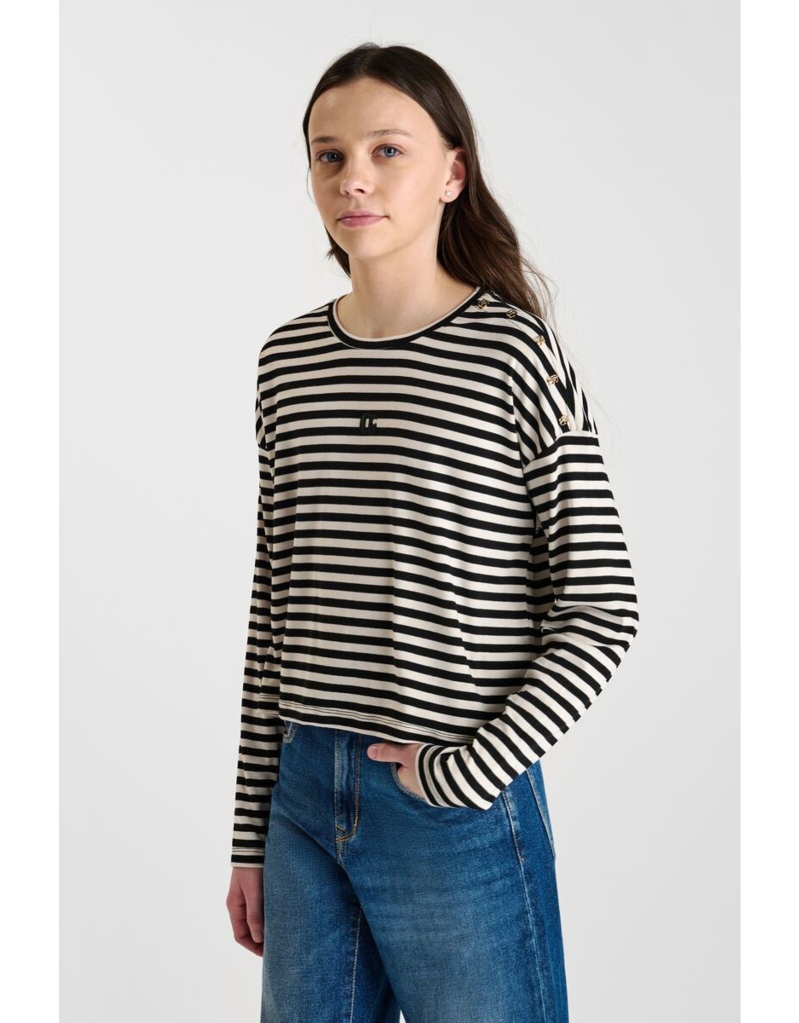 Le temps des cérises t-shirt Kinagi gestreept zwart wit