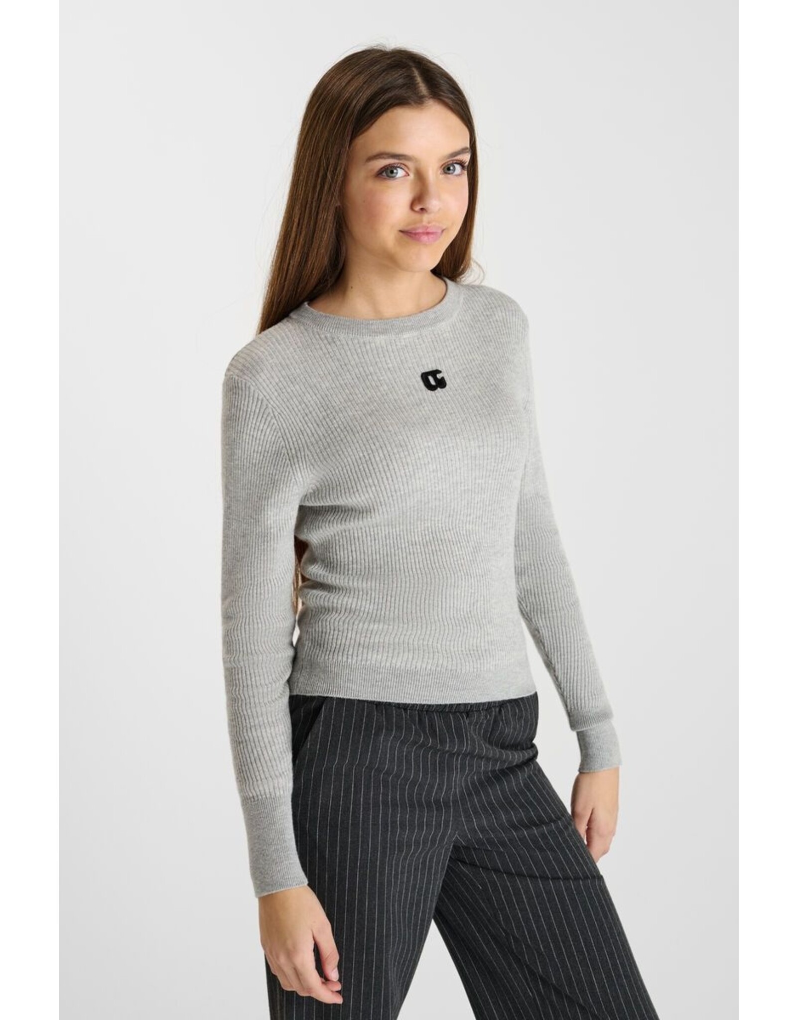 Le temps des cérises pull Stefygi ribbel grey melange