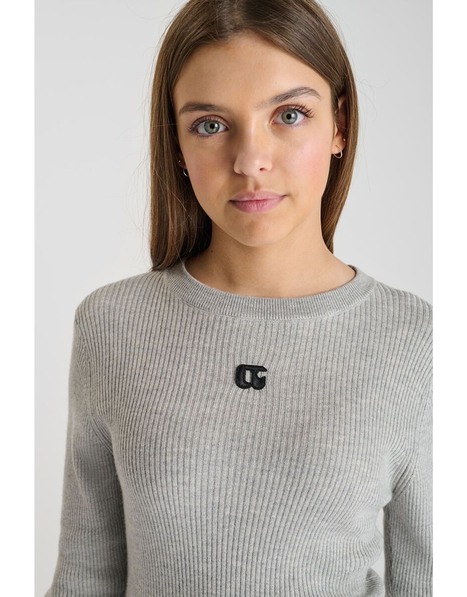 Le temps des cérises pull Stefygi ribbel grey melange