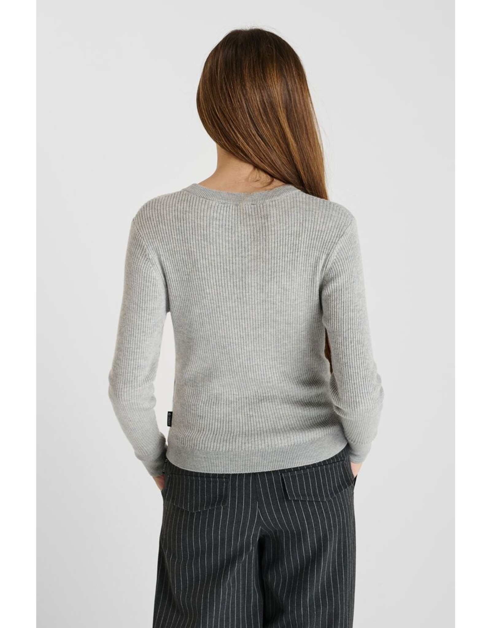 Le temps des cérises pull Stefygi ribbel grey melange