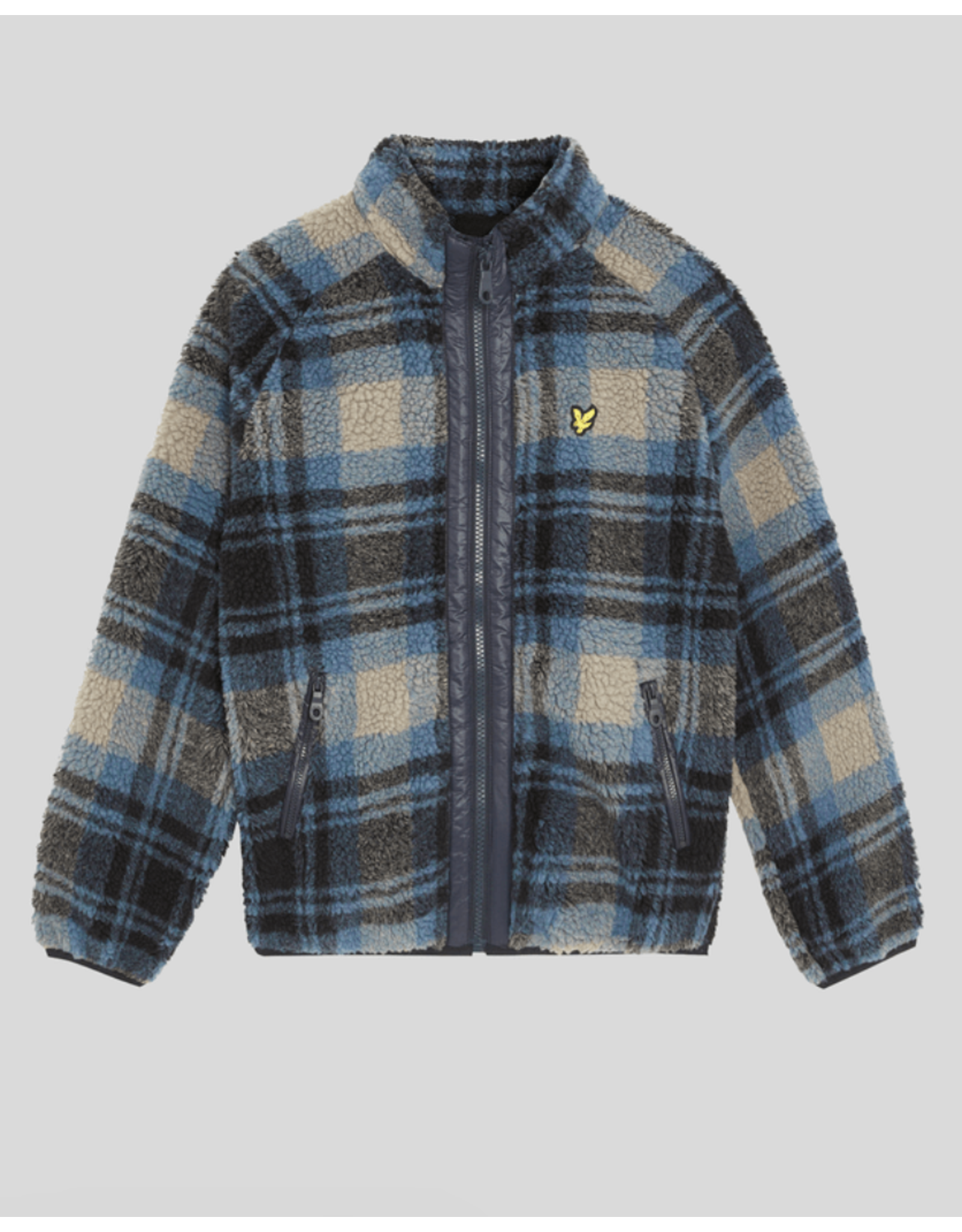 Lyle & Scott jas fleece geruit navy