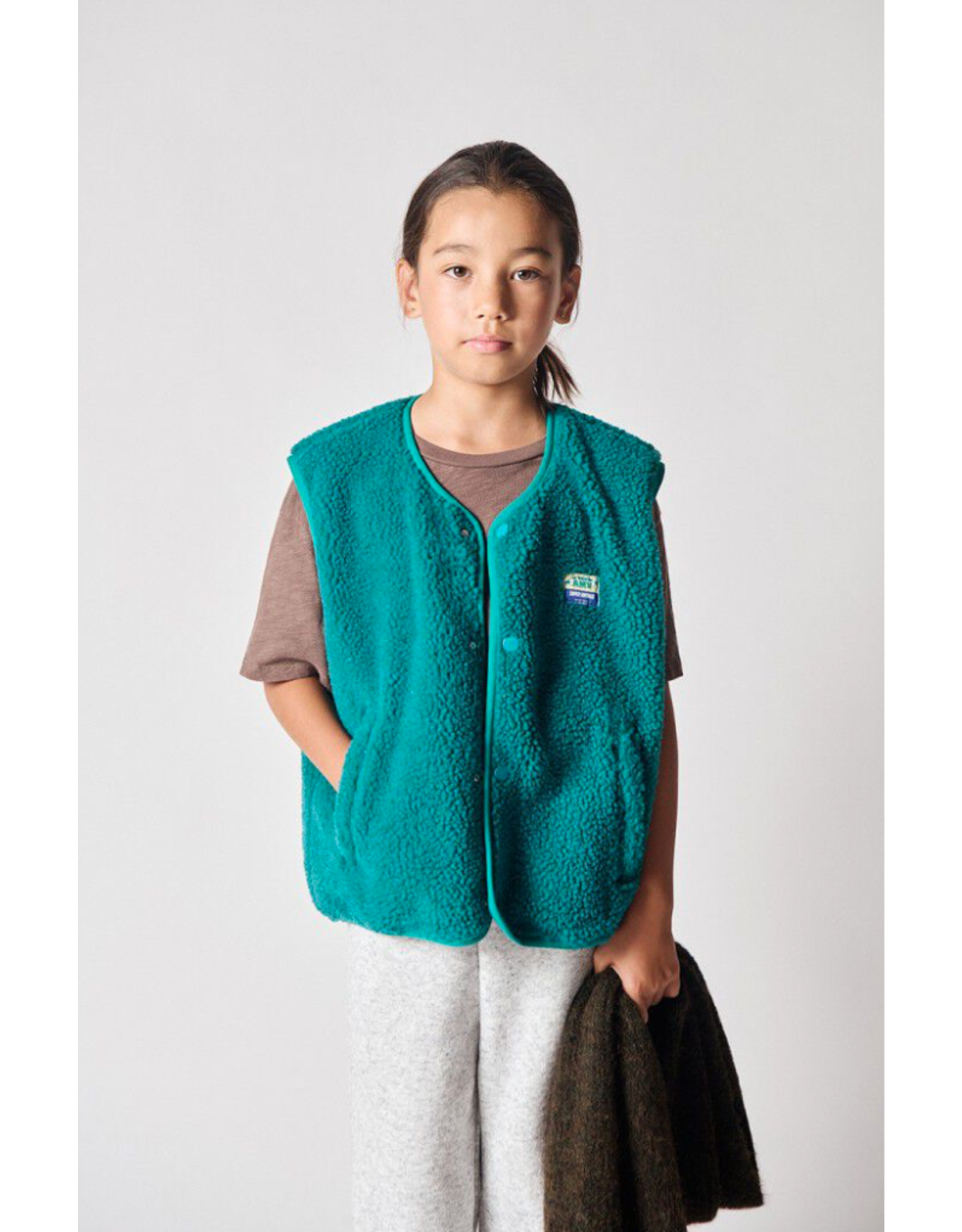 American Vintage mouwloze teddy jas Hoktown menthol