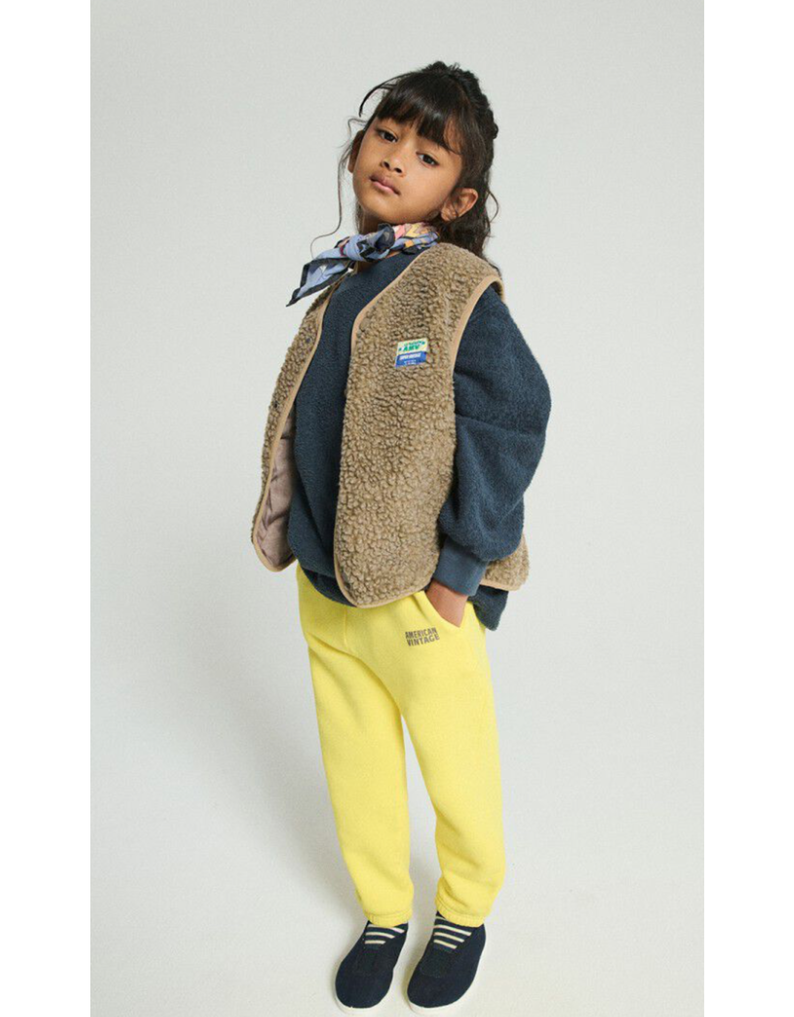 American Vintage mouwloze teddy jas hoktown muscade