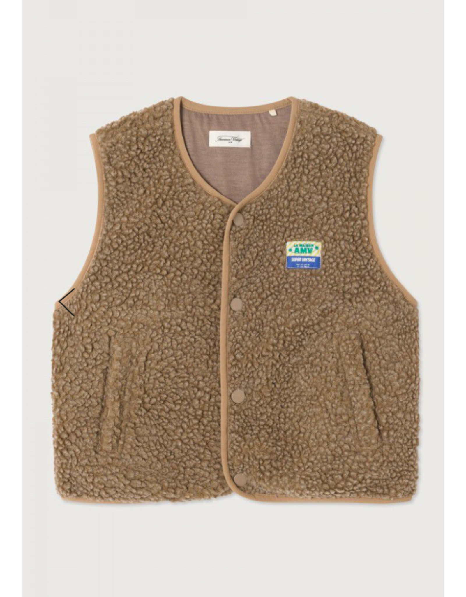 American Vintage mouwloze teddy jas hoktown muscade