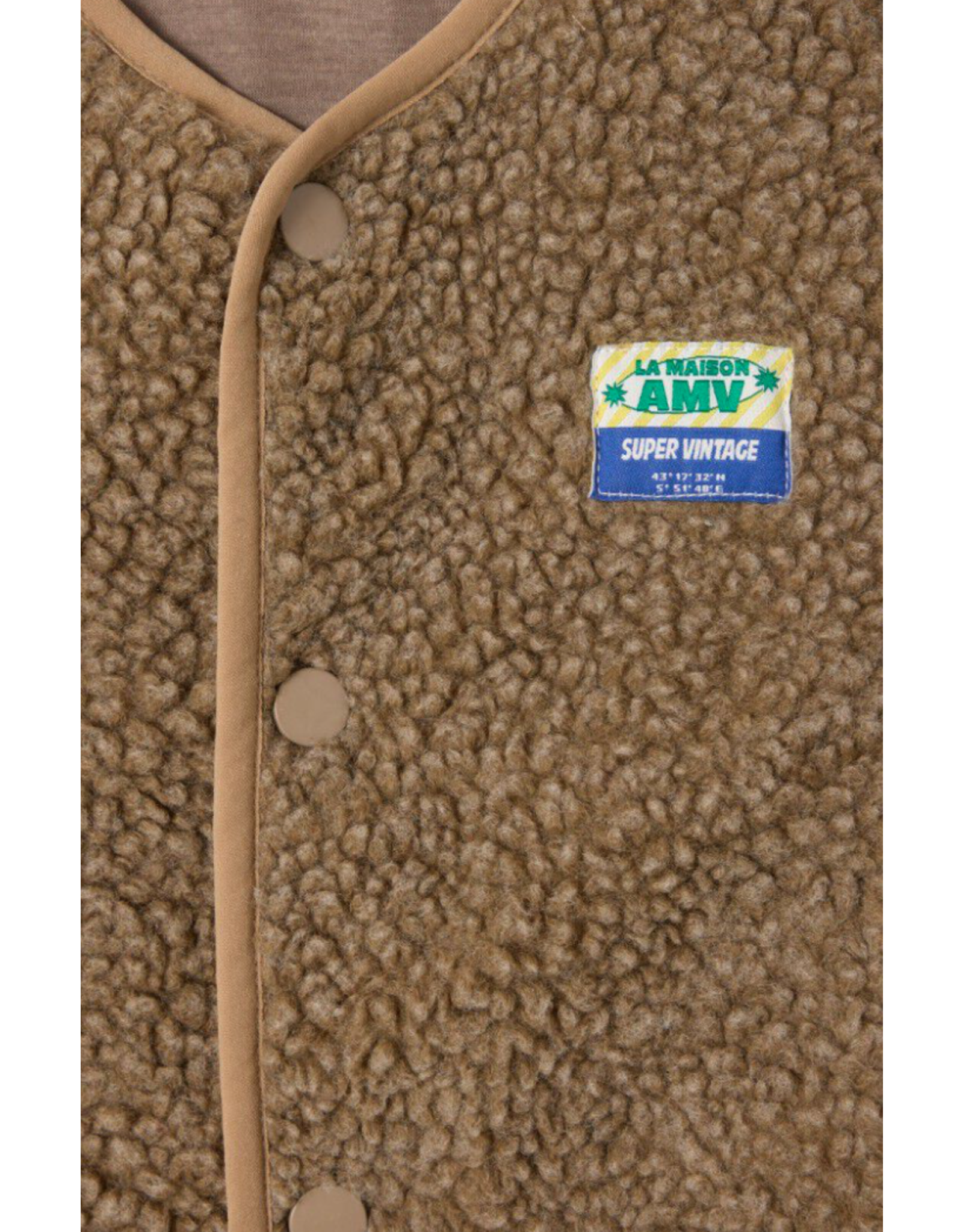 American Vintage mouwloze teddy jas hoktown muscade