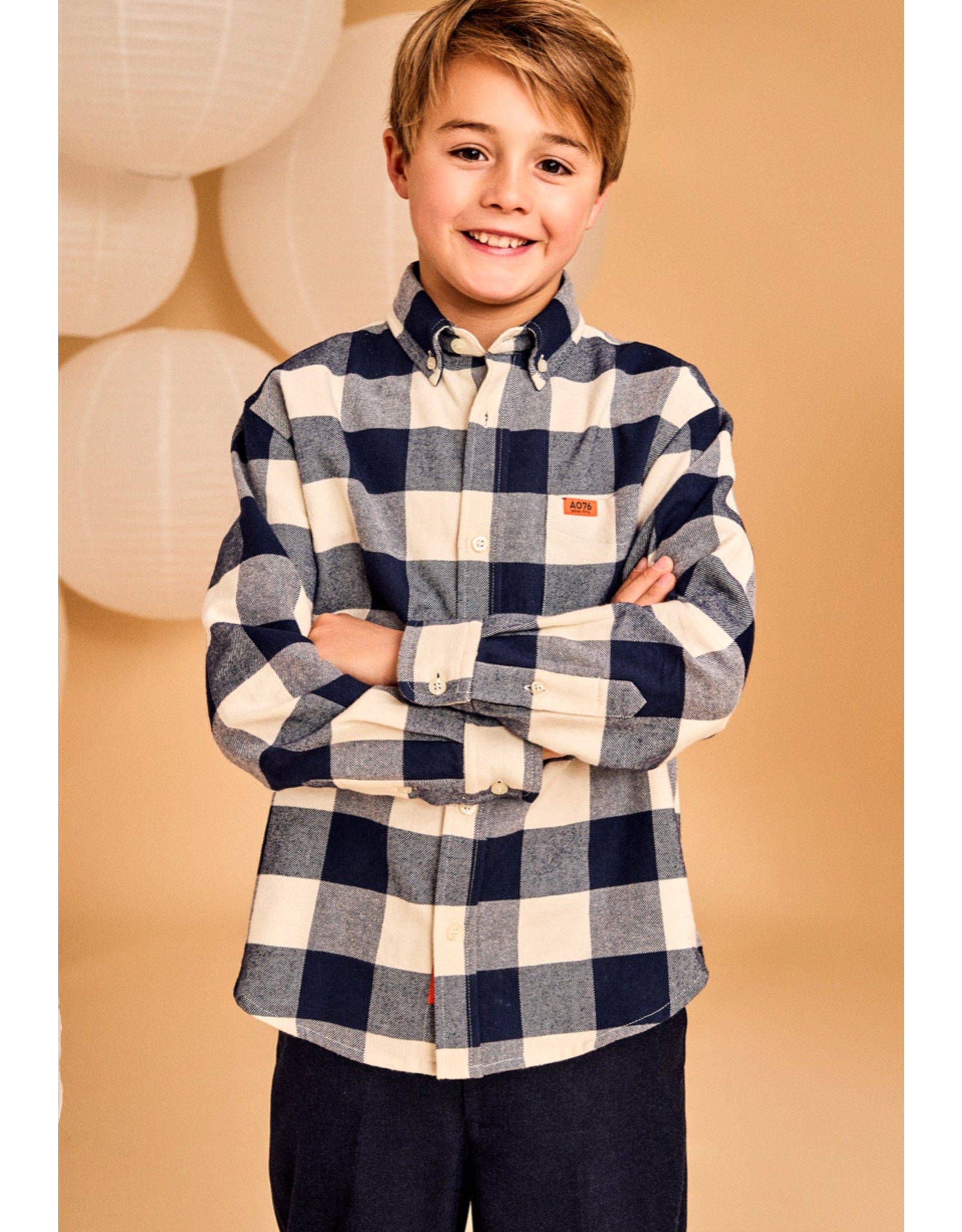 A076 hemd flanel Frank ruit marine