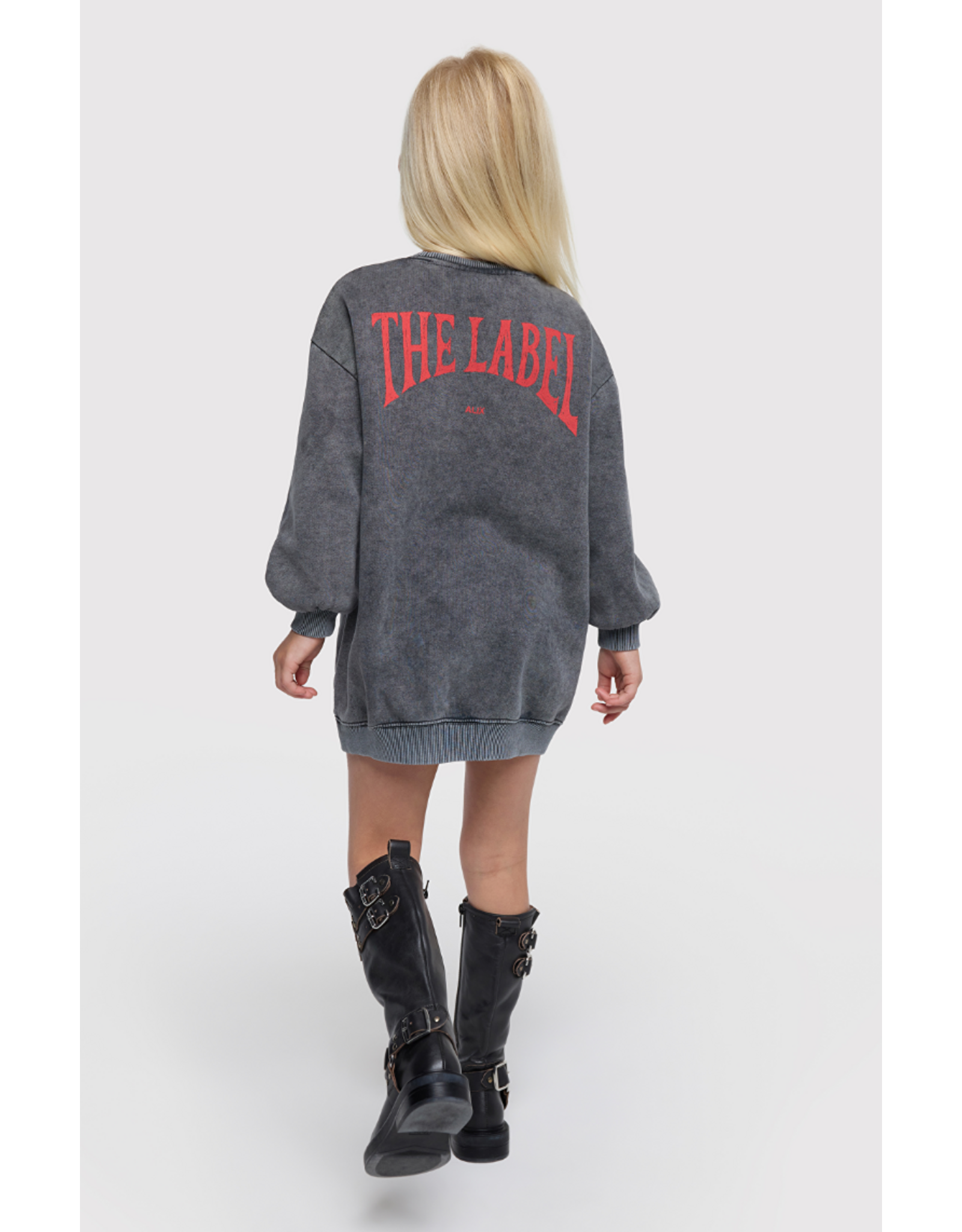 Alix mini sweater jurk charcoal grey logo