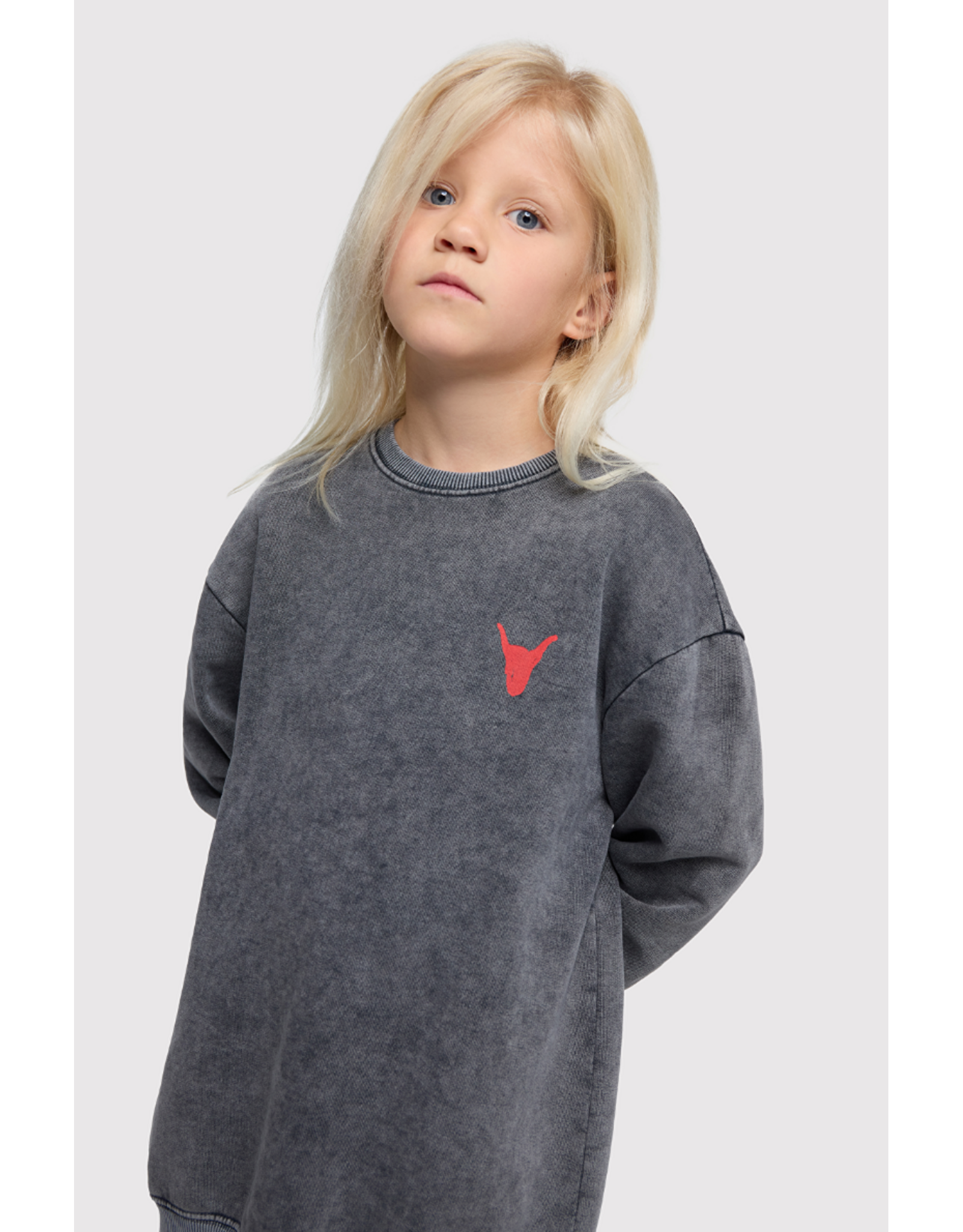 Alix mini sweater jurk charcoal grey logo