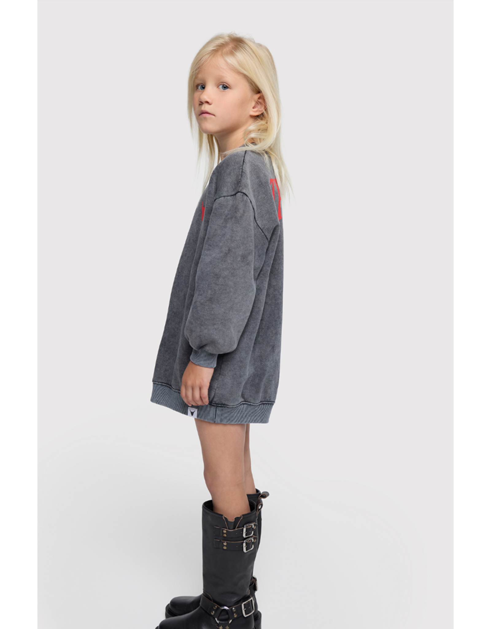 Alix mini sweater jurk charcoal grey logo