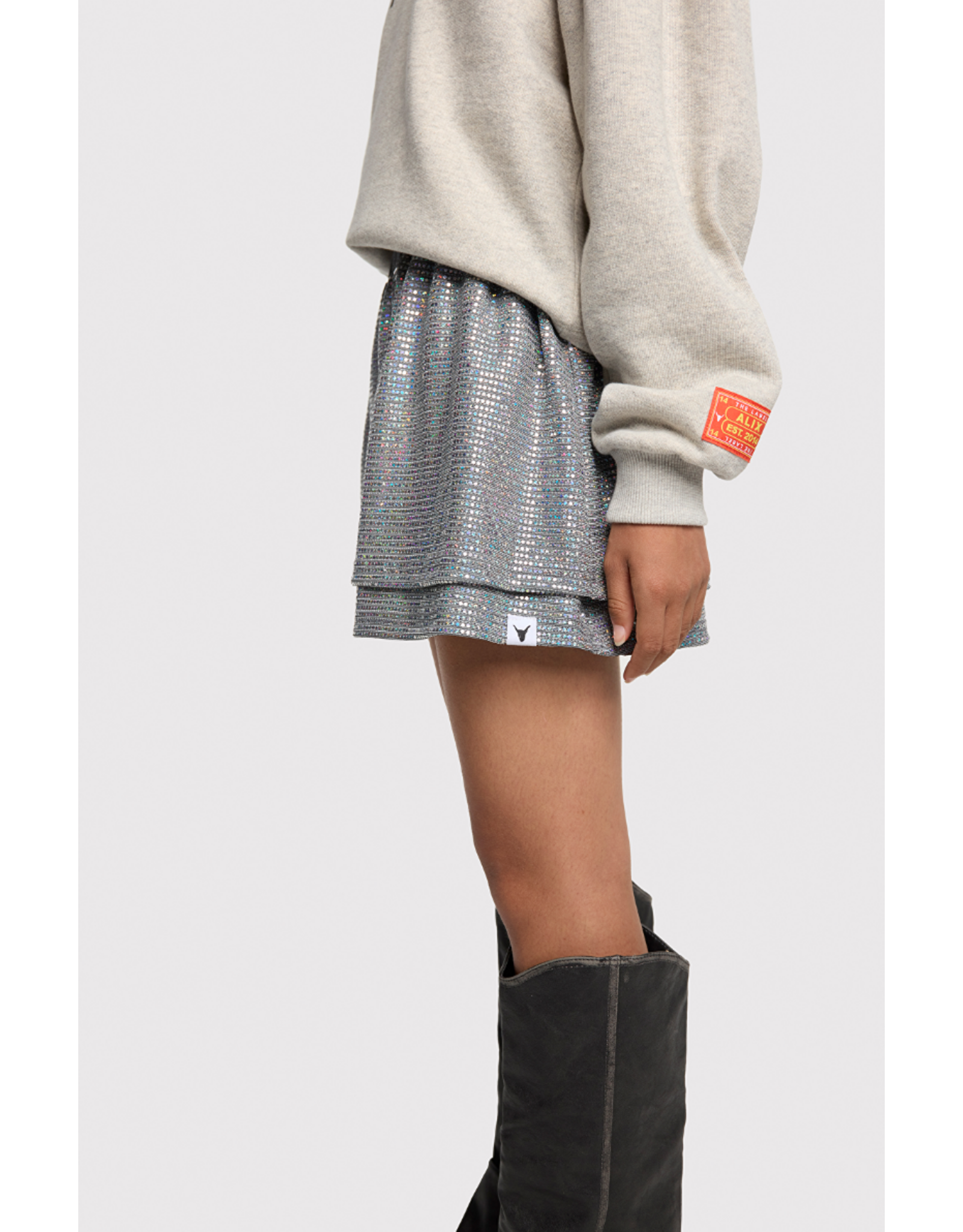 Alix mini rok glitter zilver