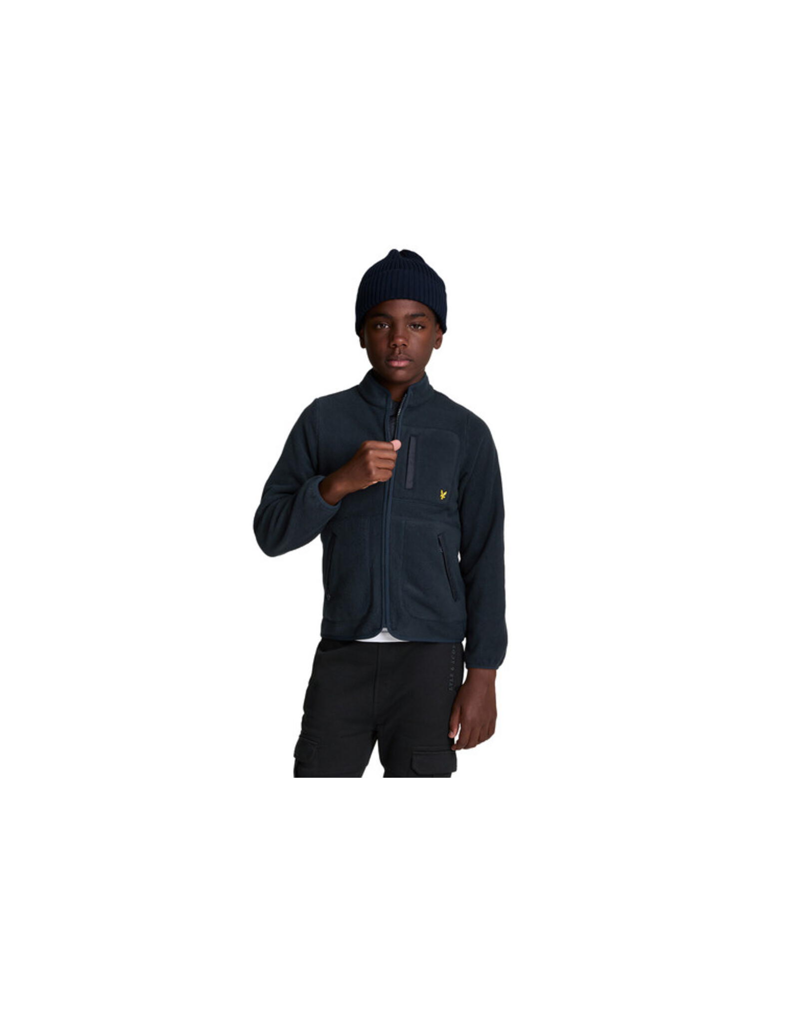 Lyle & Scott Microfleece sweat met rits dark navy