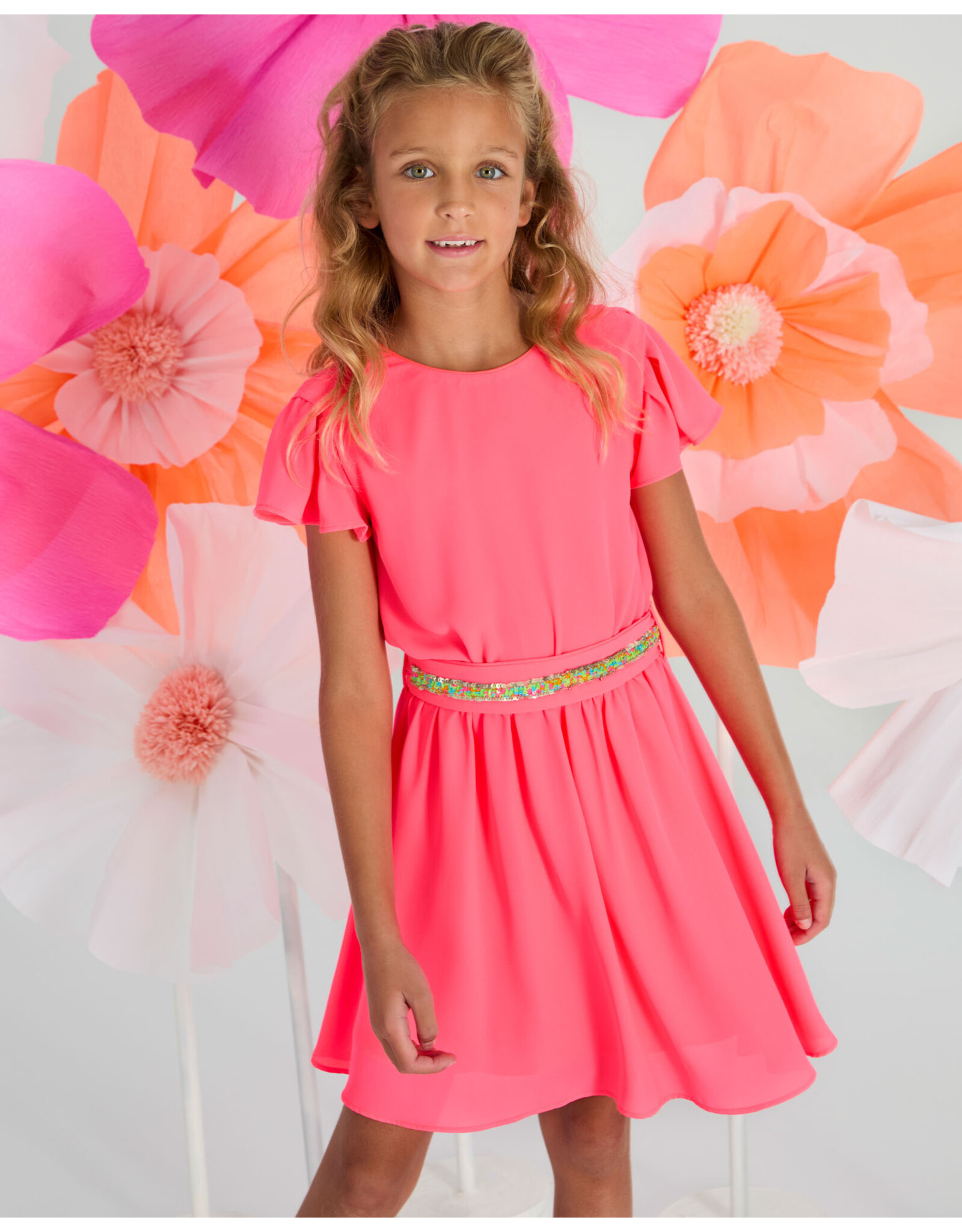 Blue Bay jurk Suzy neon pink