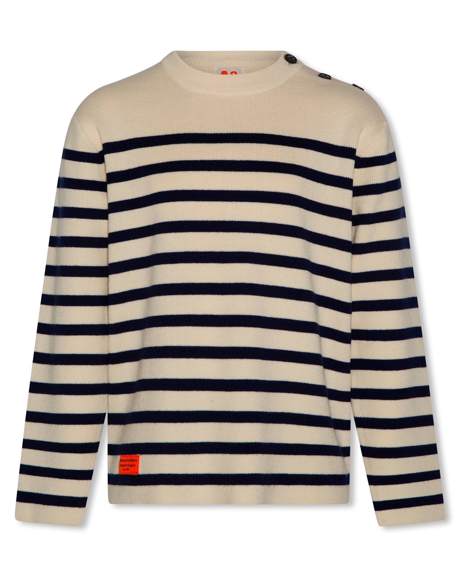 AO76 pull jule ecru marine gestreept