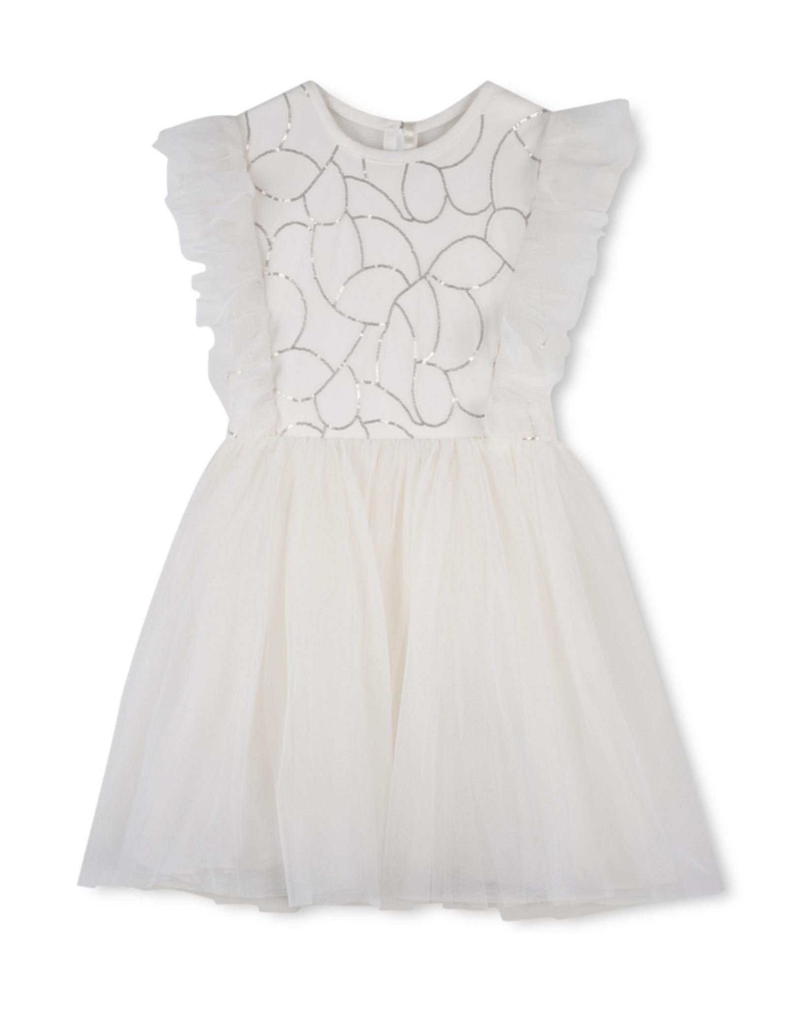 Billieblush jurk ecru tule franje