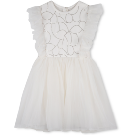 Billieblush jurk ecru tule franje