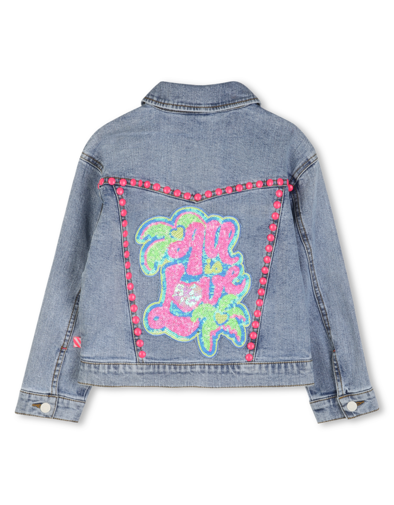 Billieblush jeansjas studs fluo roze