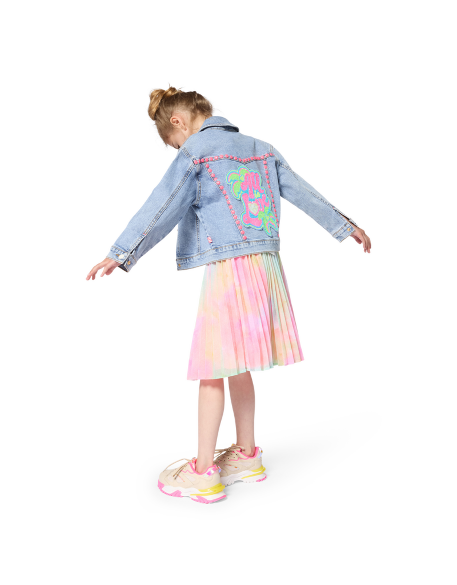 Billieblush jeansjas studs fluo roze