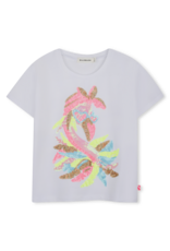 Billieblush t-shirt wit flamingo paillet