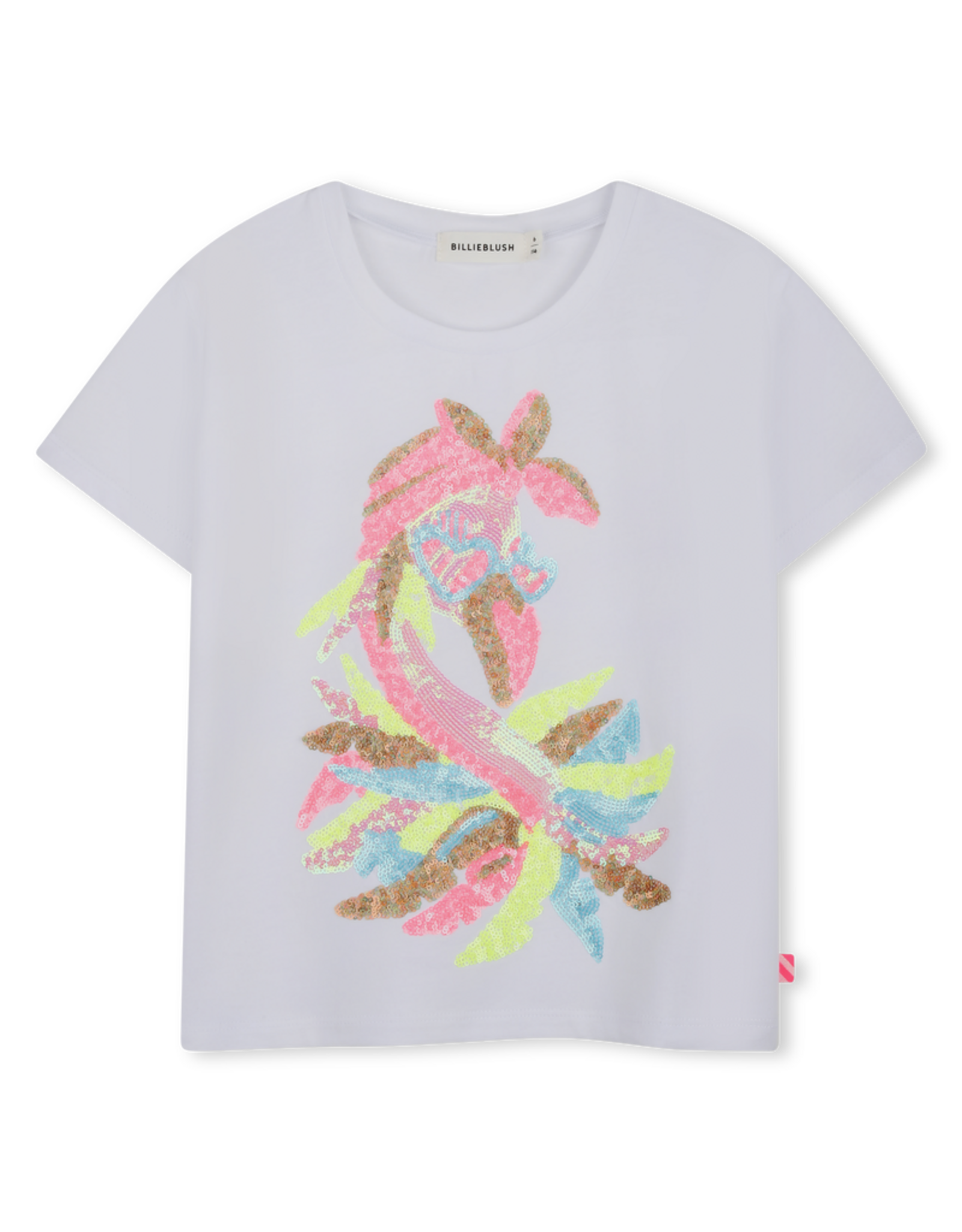 Billieblush t-shirt wit flamingo paillet