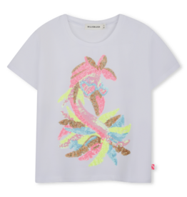 Billieblush t-shirt wit flamingo paillet