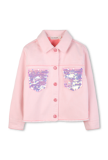 Billieblush jeansjas roze paillet zakje