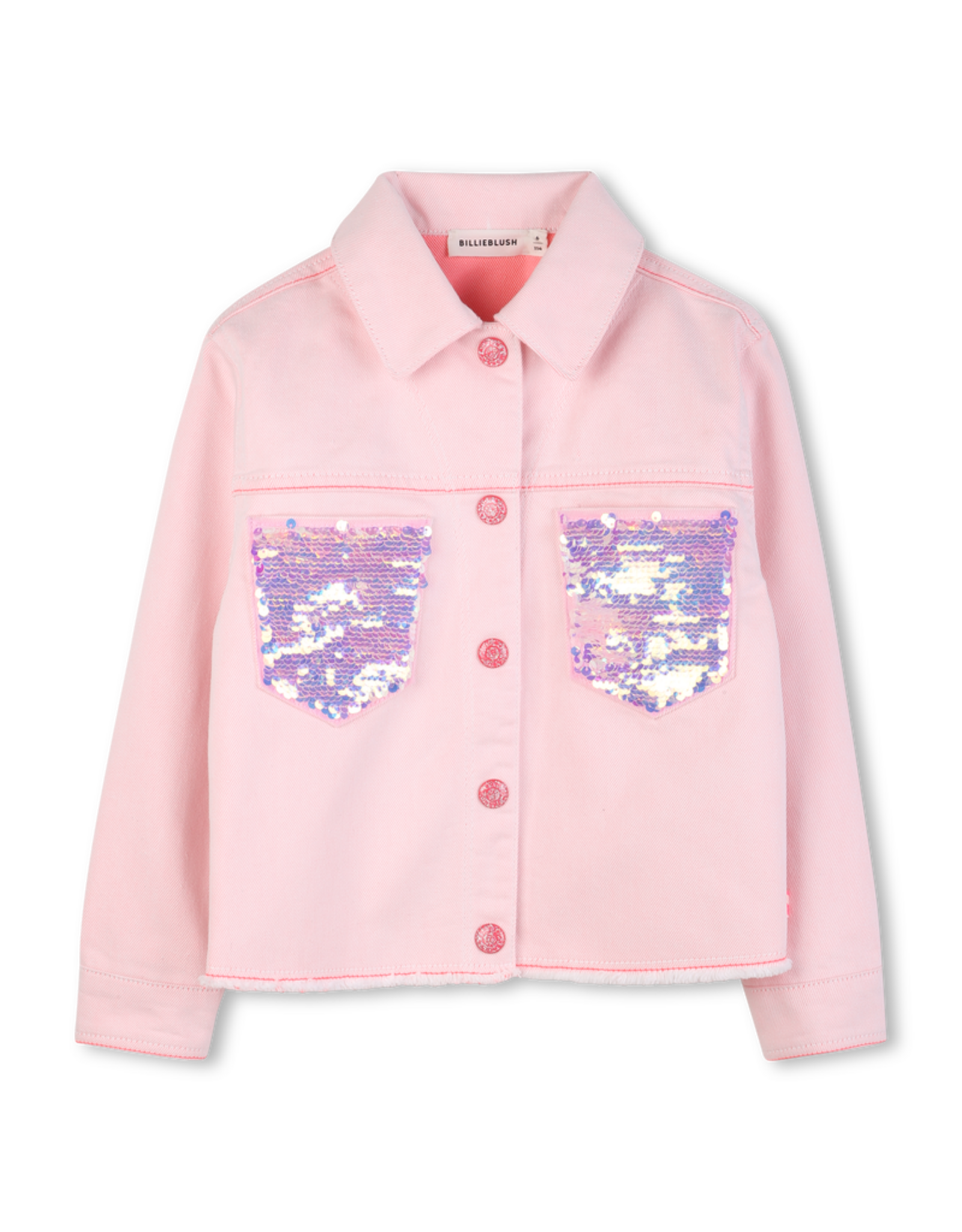 Billieblush jeansjas roze paillet zakje