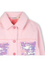 Billieblush jeansjas roze paillet zakje