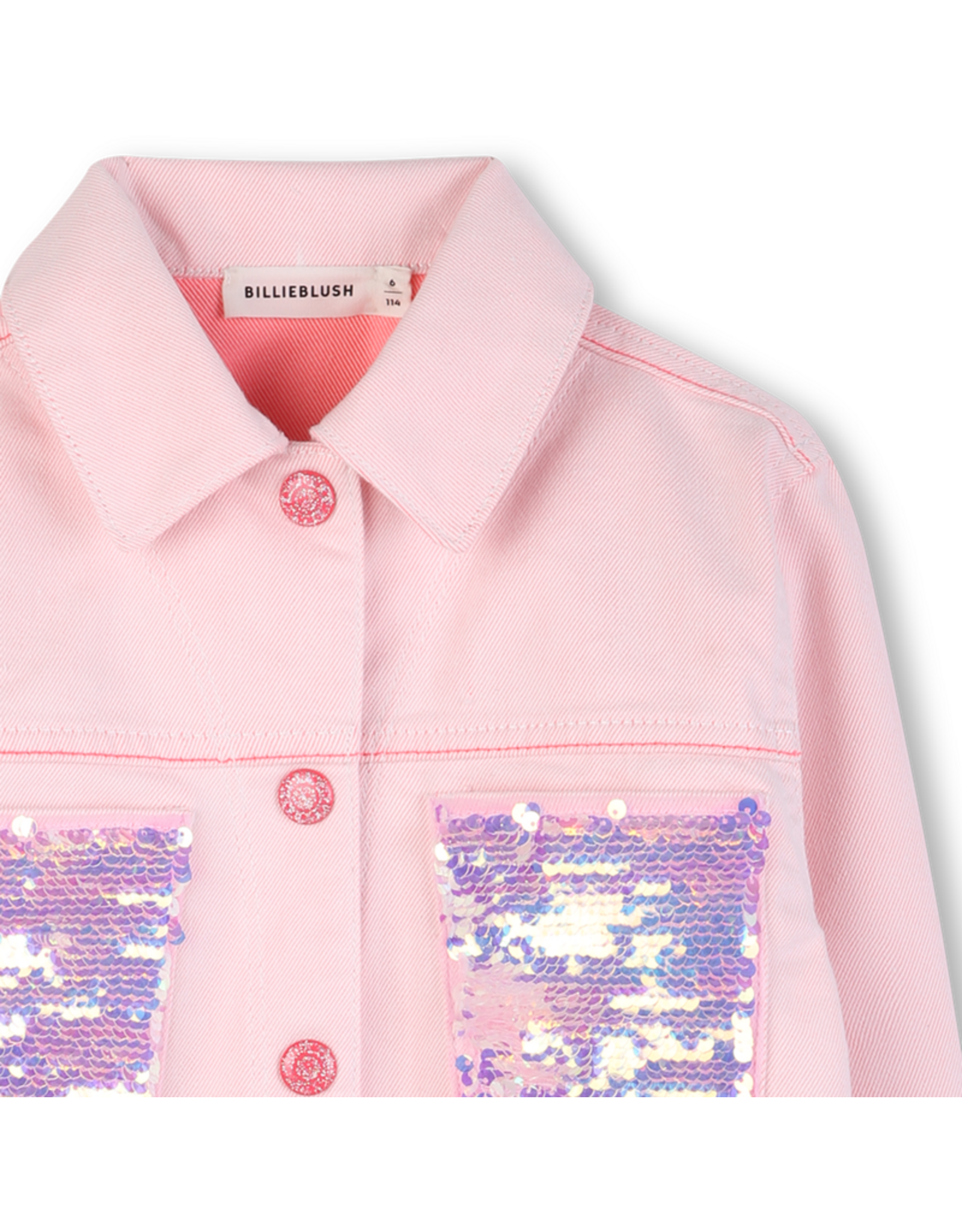 Billieblush jeansjas roze paillet zakje