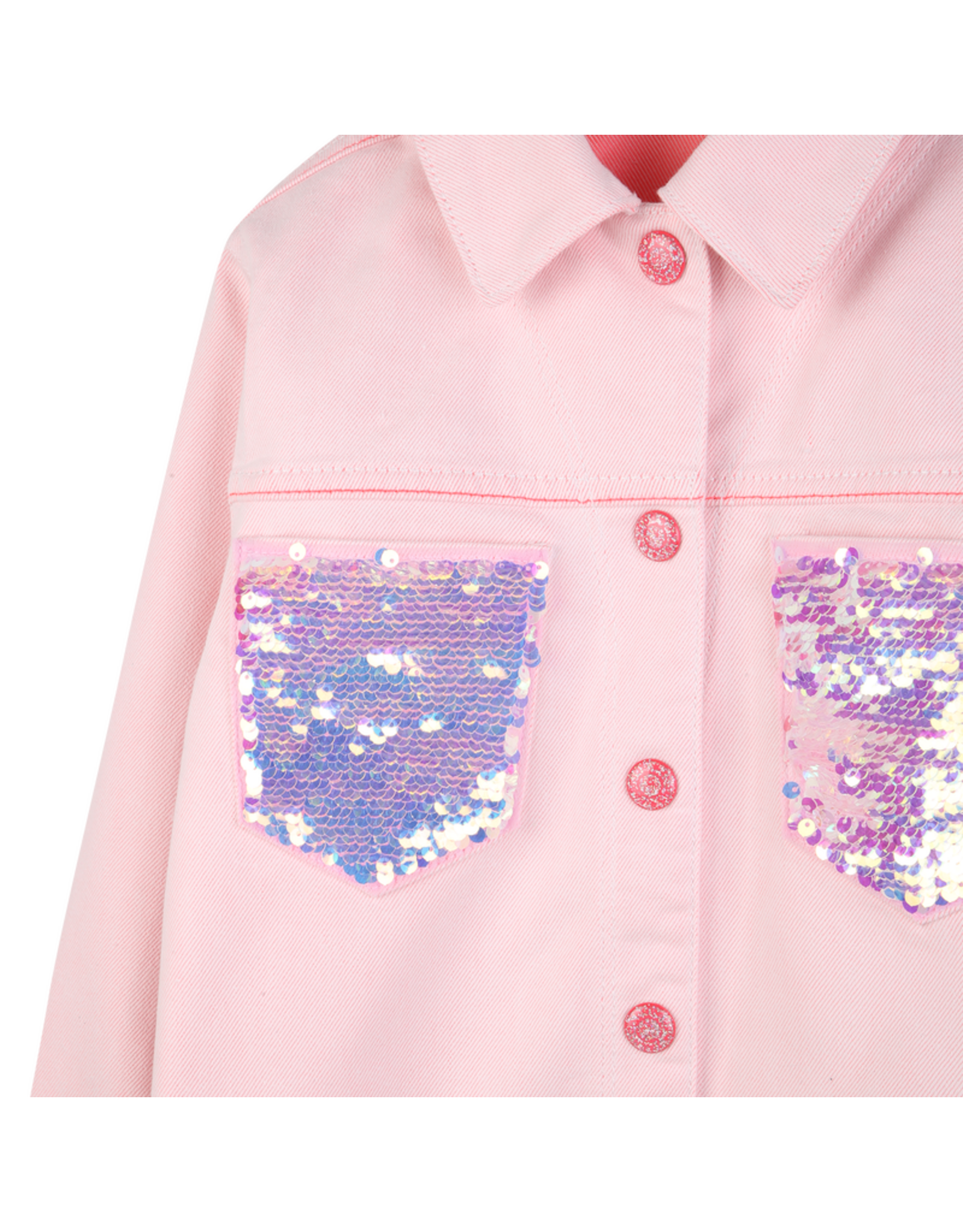 Billieblush jeansjas roze paillet zakje