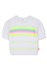 Billieblush pull tricot korte mouw fluo streep