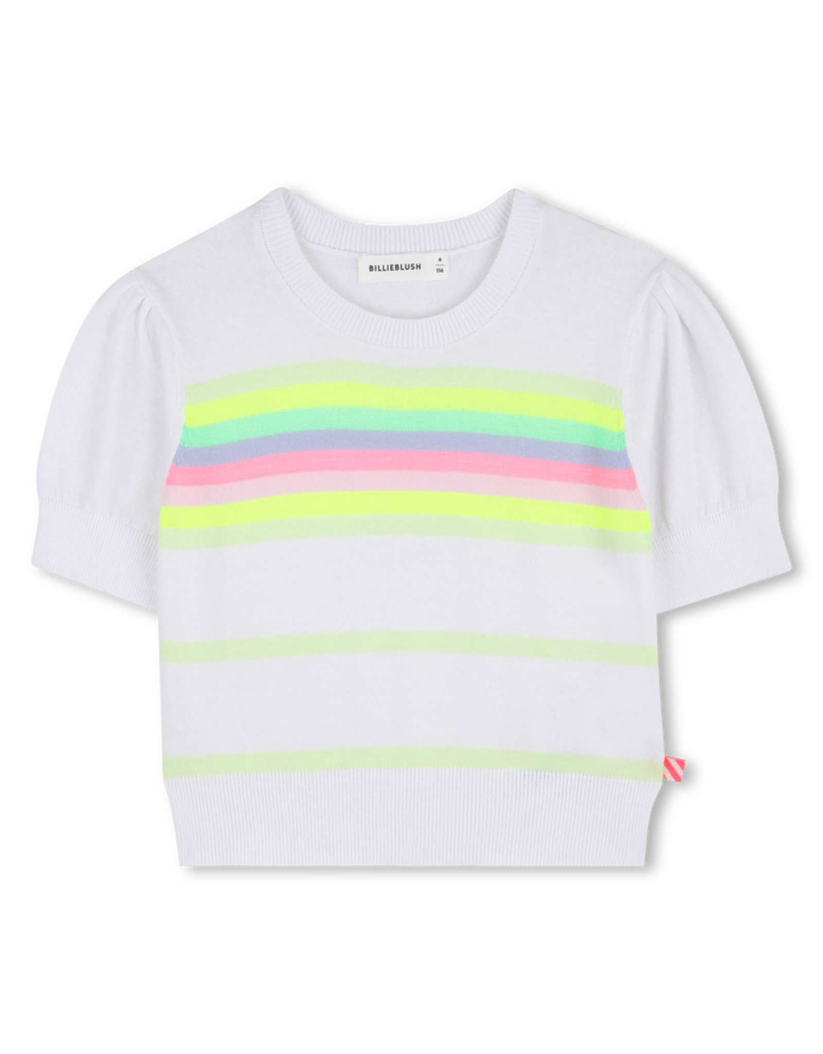Billieblush pull tricot korte mouw fluo streep
