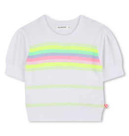 Billieblush pull tricot korte mouw fluo streep