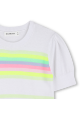 Billieblush pull tricot korte mouw fluo streep