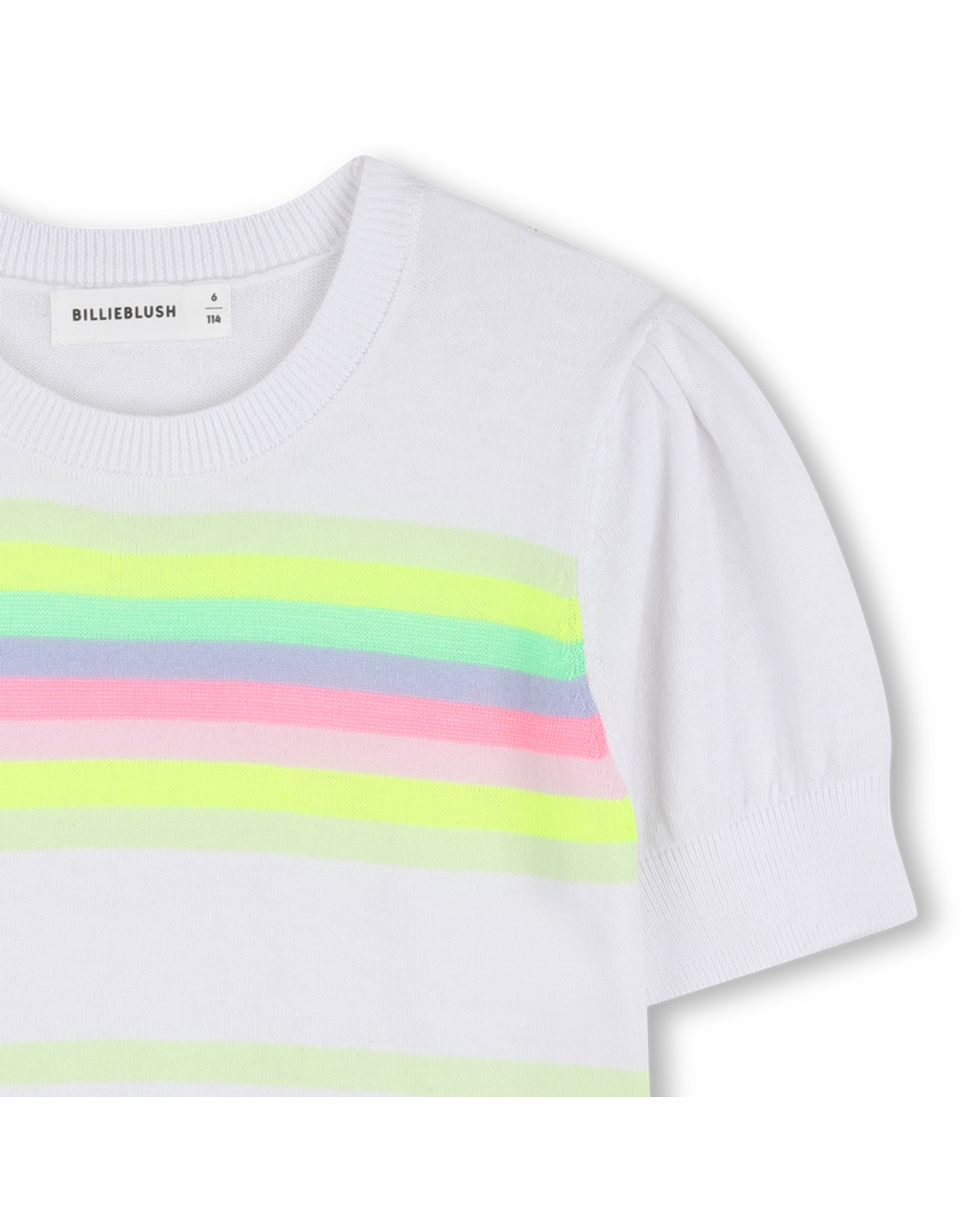 Billieblush pull tricot korte mouw fluo streep