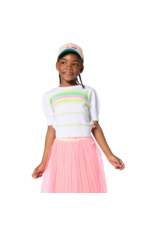 Billieblush pull tricot korte mouw fluo streep