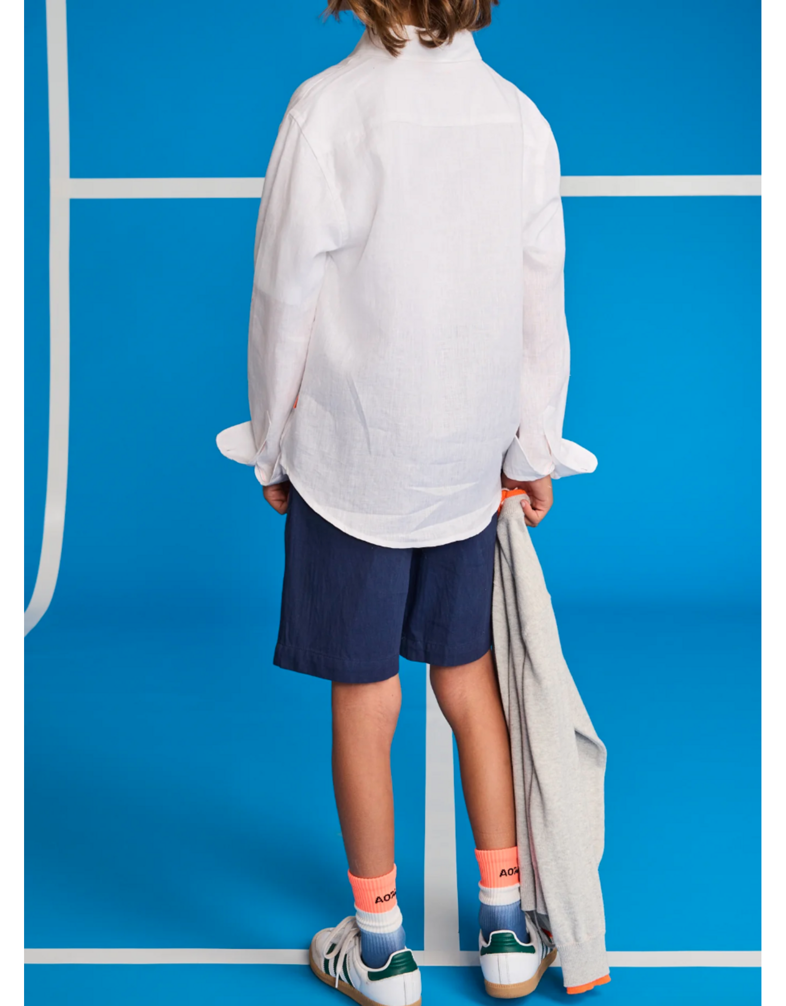 AO76 wit linnen hemd Bart fluo logo