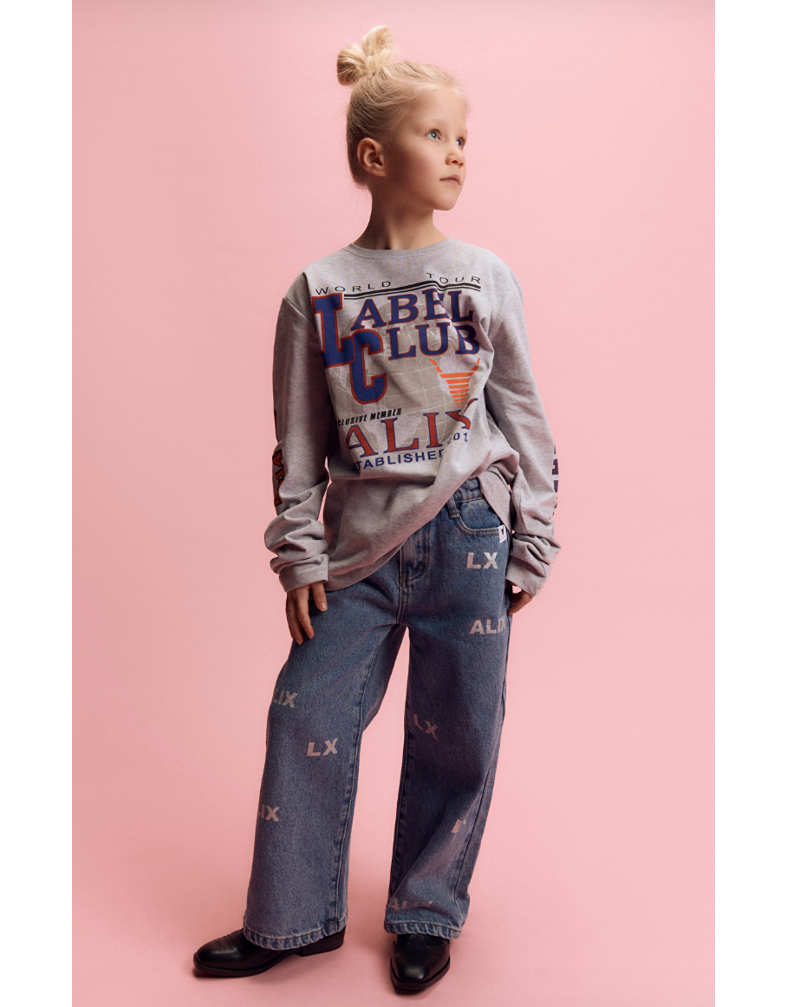 Alix mini wijde jeans logo zilver