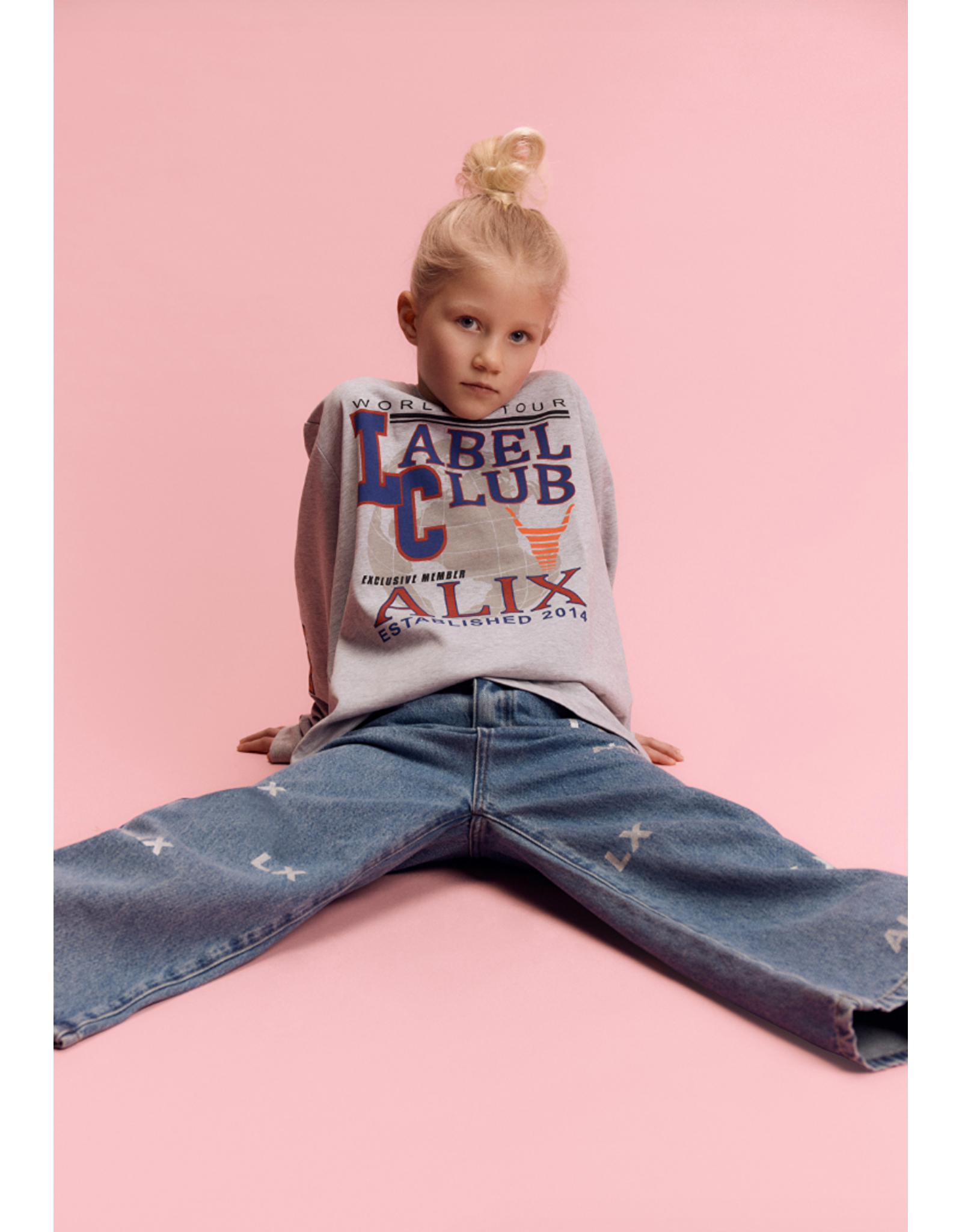 Alix mini wijde jeans logo zilver