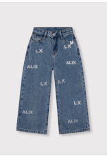 Alix mini wijde jeans logo zilver