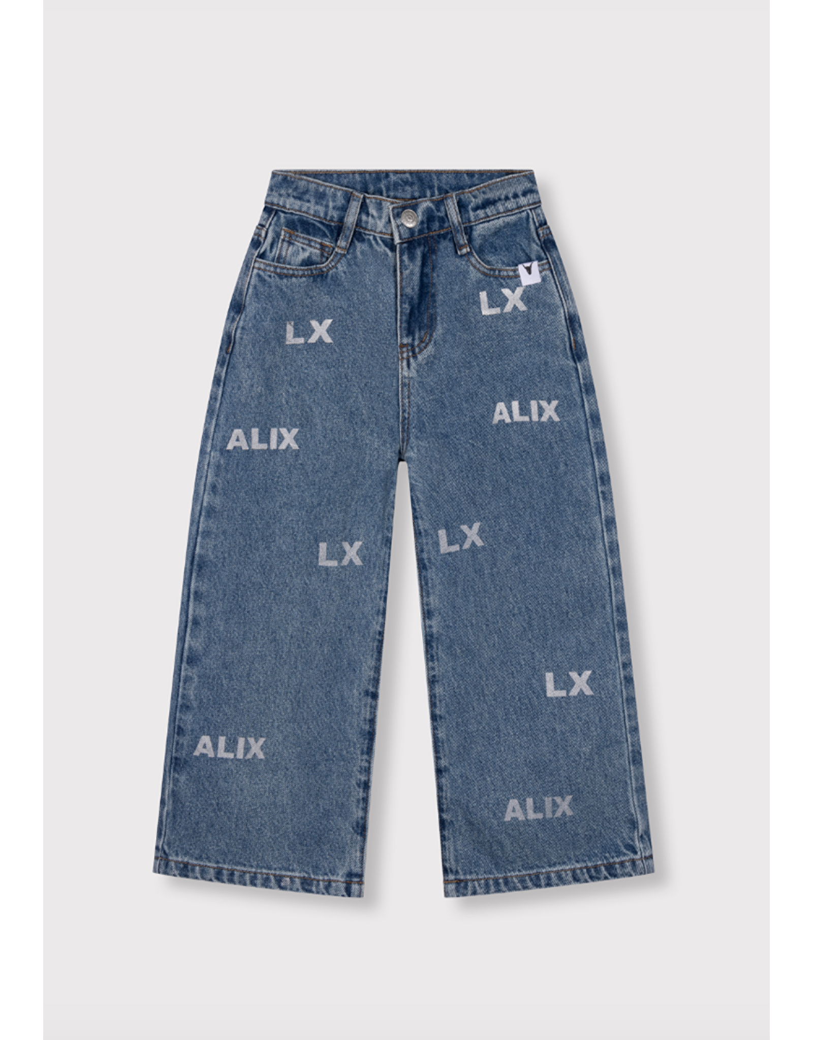 Alix mini wijde jeans logo zilver