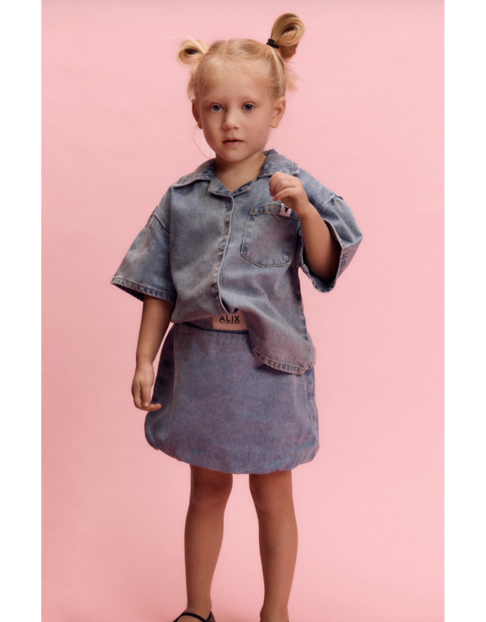 Alix mini jeans blouse blue